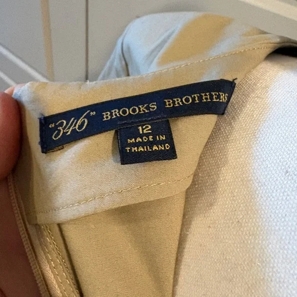 Brooks Brothers 346 Khaki Belted A Line Career Wear MIDI Dress Size 12 - Picture 4 of 9